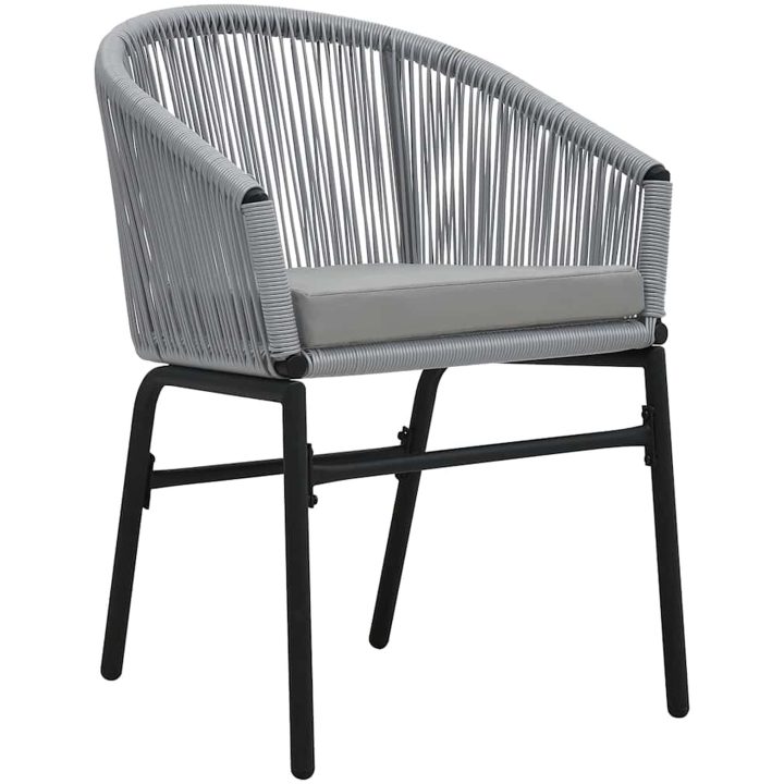 Trädgårdsmöbelset 9 pcs Grå Metallram, Rep, Tyg vidaXL Large – bild 6