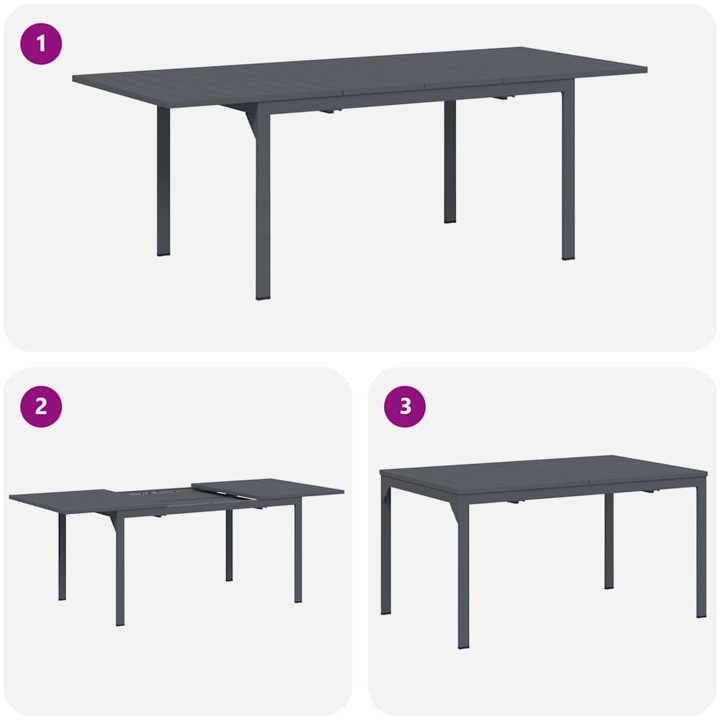 Trädgårdsmöbelset 9 pcs Grå Metallram, Rep, Tyg vidaXL Large – bild 10