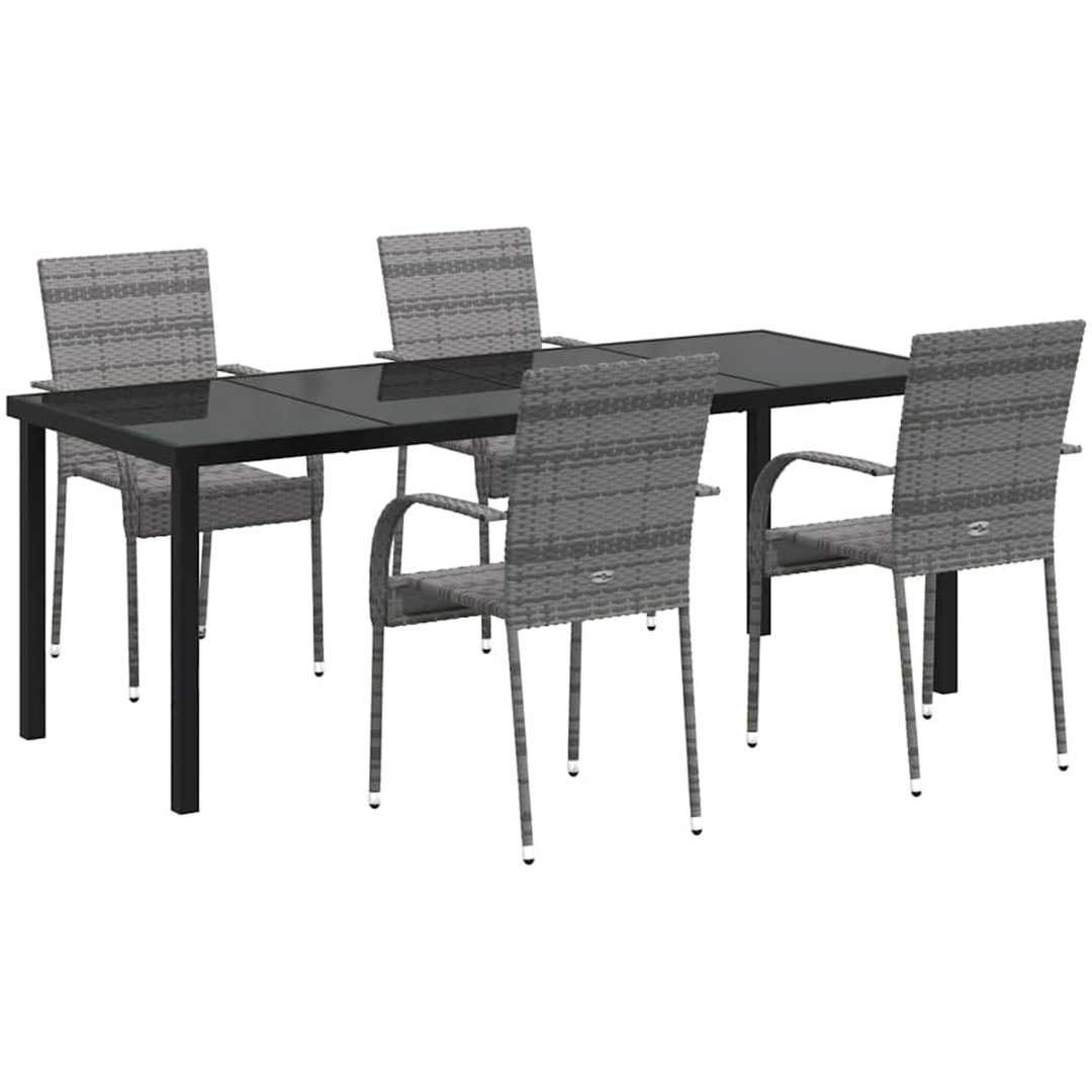 Trädgårdsmöbelset 9 pcs Grå PE Rattan vidaXL 200 x 80 x 73 cm – bild 2