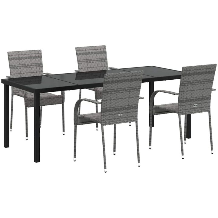 Trädgårdsmöbelset 9 pcs Grå PE Rattan vidaXL 200 x 80 x 73 cm – bild 2