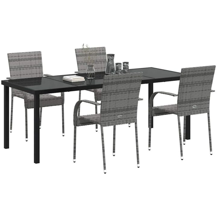 Trädgårdsmöbelset 9 pcs Grå PE Rattan vidaXL 200 x 80 x 73 cm – bild 3