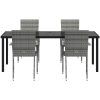 Trädgårdsmöbelset 9 pcs Grå PE Rattan vidaXL 200 x 80 x 73 cm – miniatyr 7