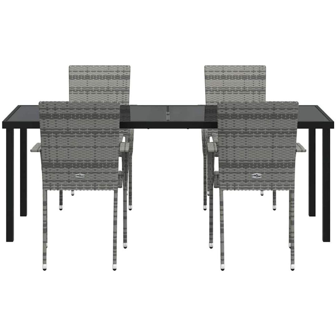 Trädgårdsmöbelset 9 pcs Grå PE Rattan vidaXL 200 x 80 x 73 cm – bild 7