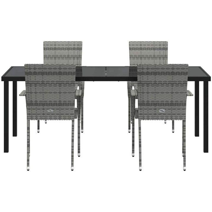 Trädgårdsmöbelset 9 pcs Grå PE Rattan vidaXL 200 x 80 x 73 cm – bild 7