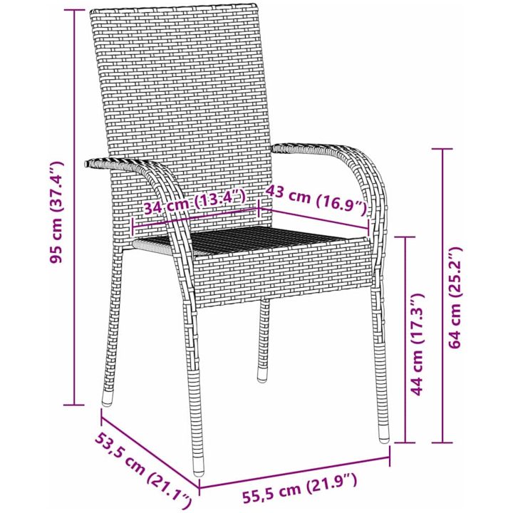 Trädgårdsmöbelset 9 pcs Grå PE Rattan vidaXL 200 x 80 x 73 cm – bild 9