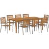 Trädgårdsmöbelset 9 pcs Grå Plast, Trä vidaXL 200 x 100 x 74 cm – miniatyr 2