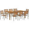 Trädgårdsmöbelset 9 pcs Grå Plast, Trä vidaXL 200 x 100 x 74 cm – miniatyr 3