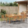 Trädgårdsmöbelset 9 pcs Grå Plast, Trä vidaXL 200 x 100 x 74 cm – miniatyr 4