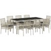 Trädgårdsmöbelset 9 pcs Ljusgrå PE Rattan vidaXL 190 x 90 x 75 cm – miniatyr 2