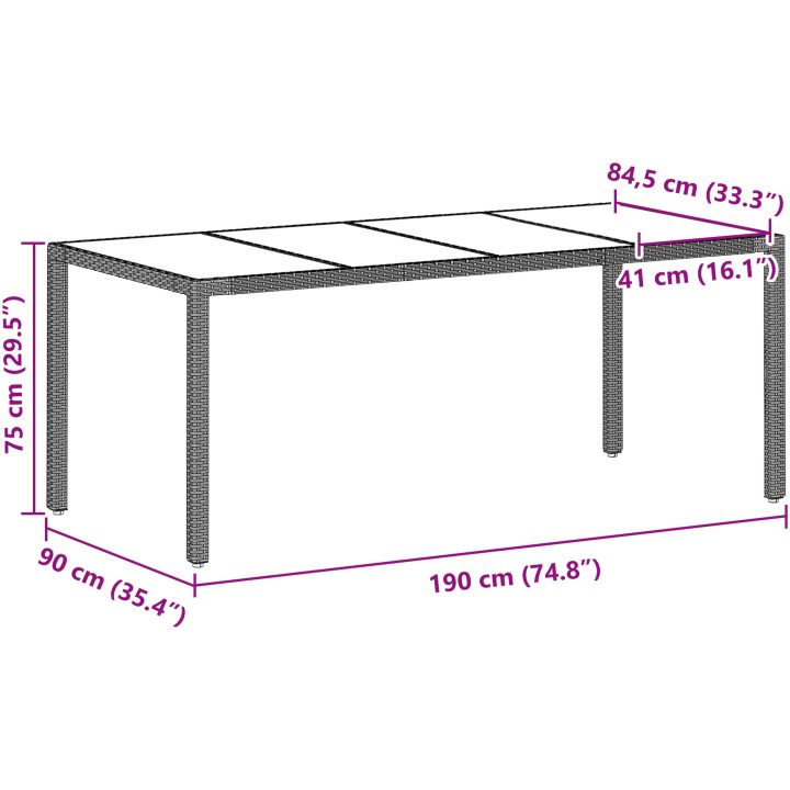 Trädgårdsmöbelset 9 pcs Ljusgrå PE Rattan vidaXL 190 x 90 x 75 cm – bild 11