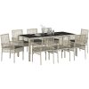 Trädgårdsmöbelset 9 pcs Ljusgrå PE Rattan vidaXL 190 x 90 x 75 cm – miniatyr 3