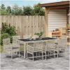 Trädgårdsmöbelset 9 pcs Ljusgrå PE Rattan vidaXL 190 x 90 x 75 cm – miniatyr 4
