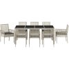 Trädgårdsmöbelset 9 pcs Ljusgrå PE Rattan vidaXL 190 x 90 x 75 cm – miniatyr 7