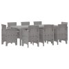 Trädgårdsmöbelset 9 pcs Ljusgrå Poly Rattan, härdat glas vidaXL 200 x 100 x 73 cm – miniatyr 2