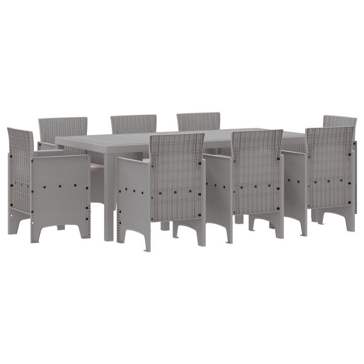 Trädgårdsmöbelset 9 pcs Ljusgrå Poly Rattan, härdat glas vidaXL 200 x 100 x 73 cm – bild 2