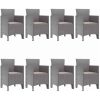 Trädgårdsmöbelset 9 pcs Ljusgrå Poly Rattan, härdat glas vidaXL 200 x 100 x 73 cm – miniatyr 4
