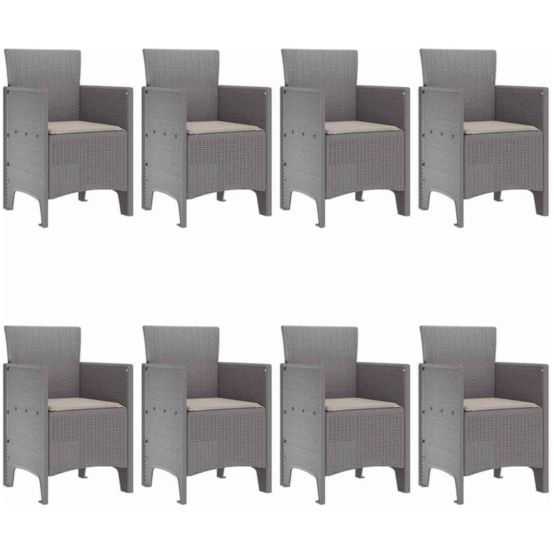 Trädgårdsmöbelset 9 pcs Ljusgrå Poly Rattan, härdat glas vidaXL 200 x 100 x 73 cm – bild 4