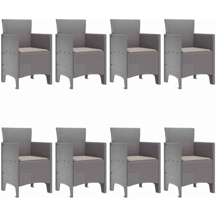 Trädgårdsmöbelset 9 pcs Ljusgrå Poly Rattan, härdat glas vidaXL 200 x 100 x 73 cm – bild 4