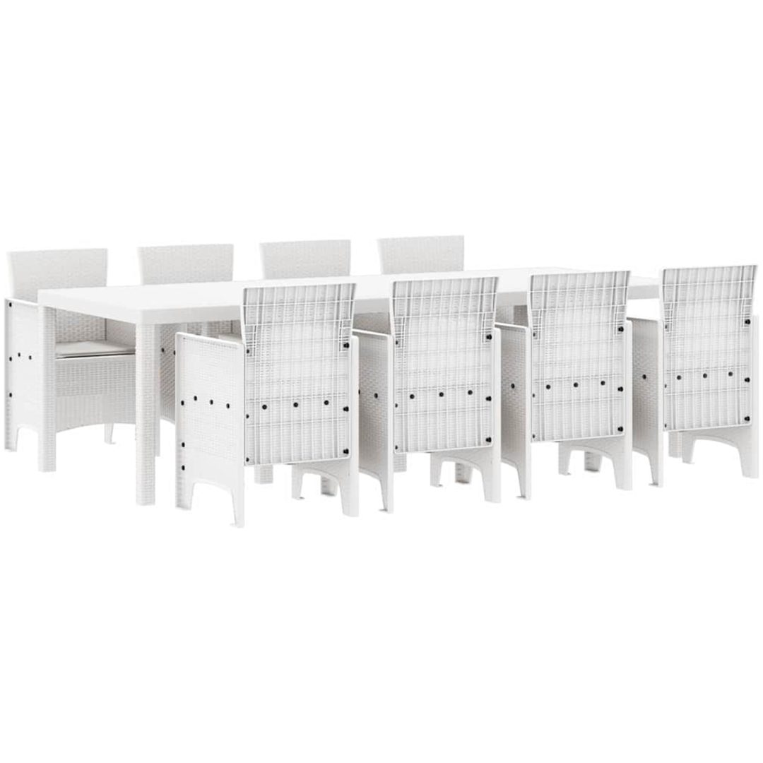 Trädgårdsmöbelset 9 pcs Ljusgrå Rattan, glas vidaXL 250 x 100 x 73 cm – bild 2