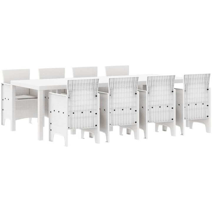 Trädgårdsmöbelset 9 pcs Ljusgrå Rattan, glas vidaXL 250 x 100 x 73 cm – bild 2