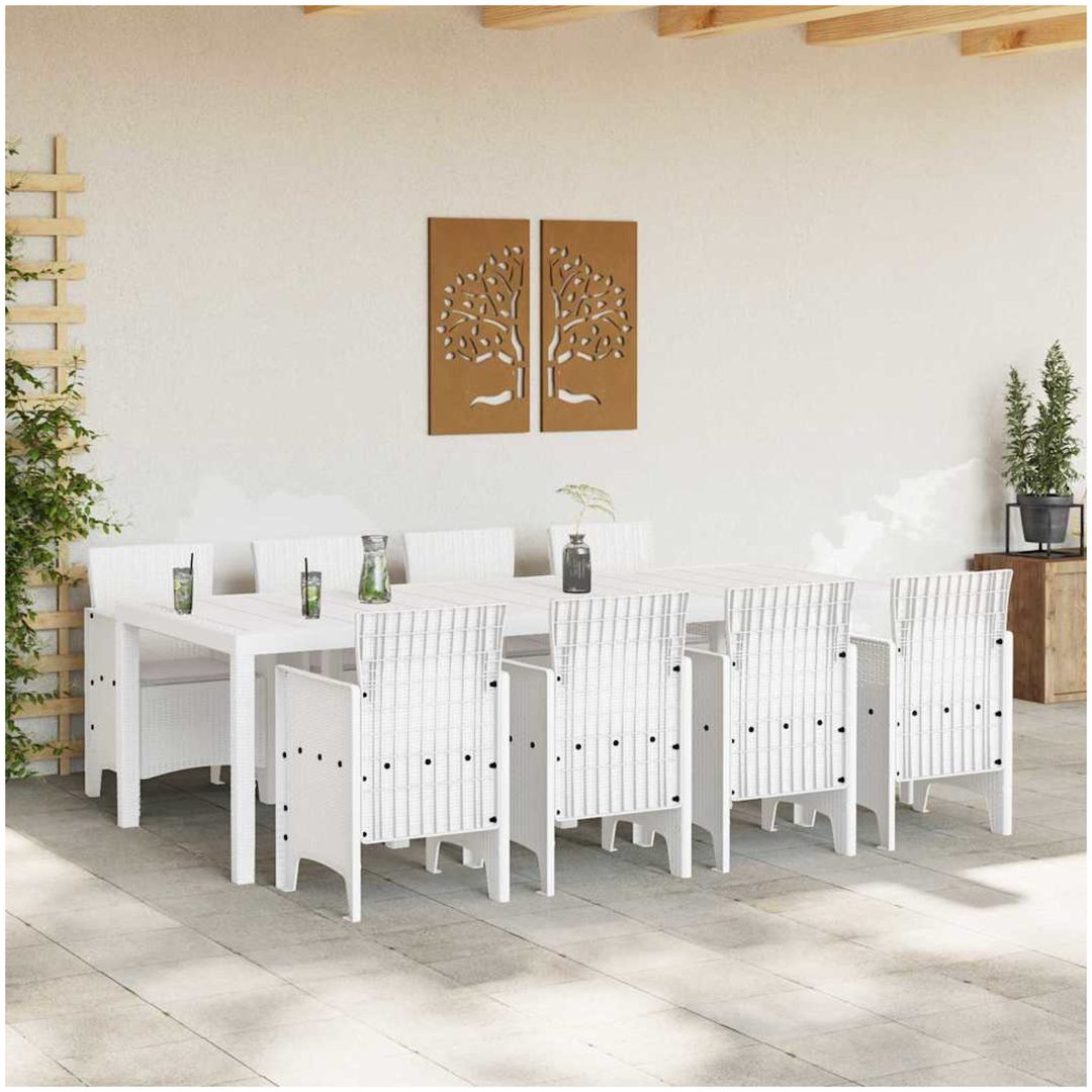 Trädgårdsmöbelset 9 pcs Ljusgrå Rattan, glas vidaXL 250 x 100 x 73 cm – bild 3