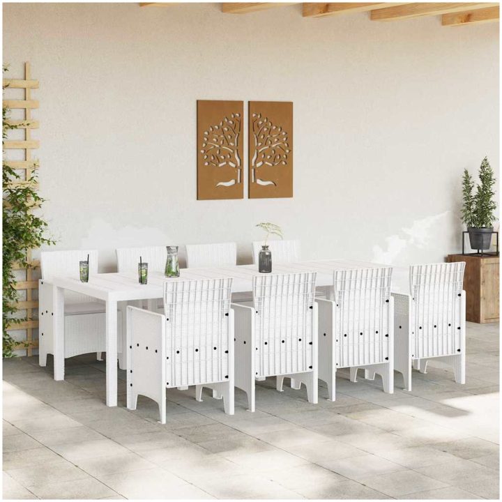 Trädgårdsmöbelset 9 pcs Ljusgrå Rattan, glas vidaXL 250 x 100 x 73 cm – bild 3
