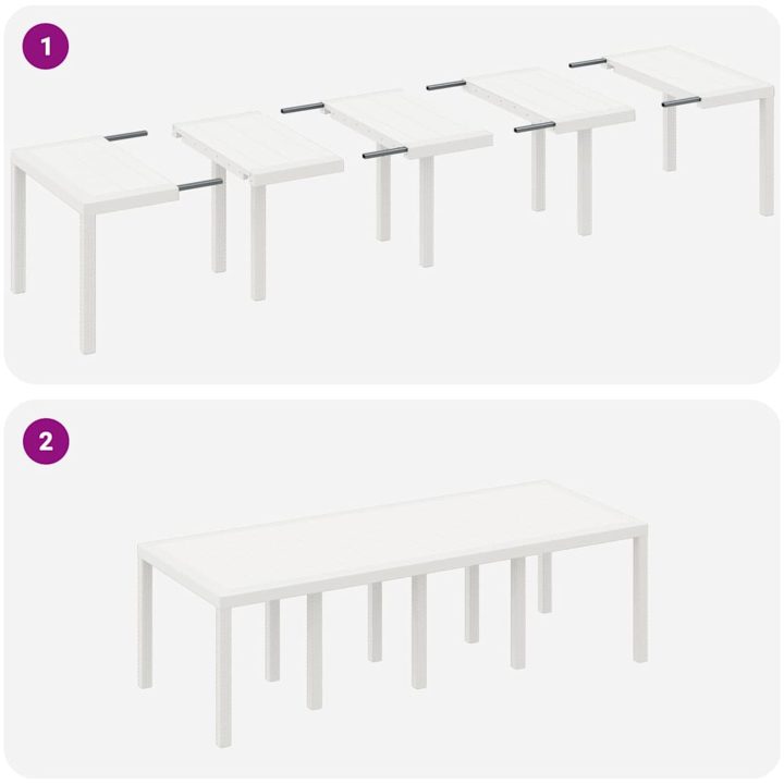 Trädgårdsmöbelset 9 pcs Ljusgrå Rattan, glas vidaXL 250 x 100 x 73 cm – bild 9