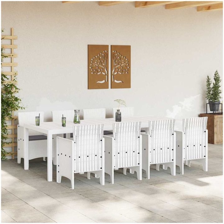 Trädgårdsmöbelset 9 pcs Ljusgrå vidaXL 250 x 100 x 73 cm – bild 3