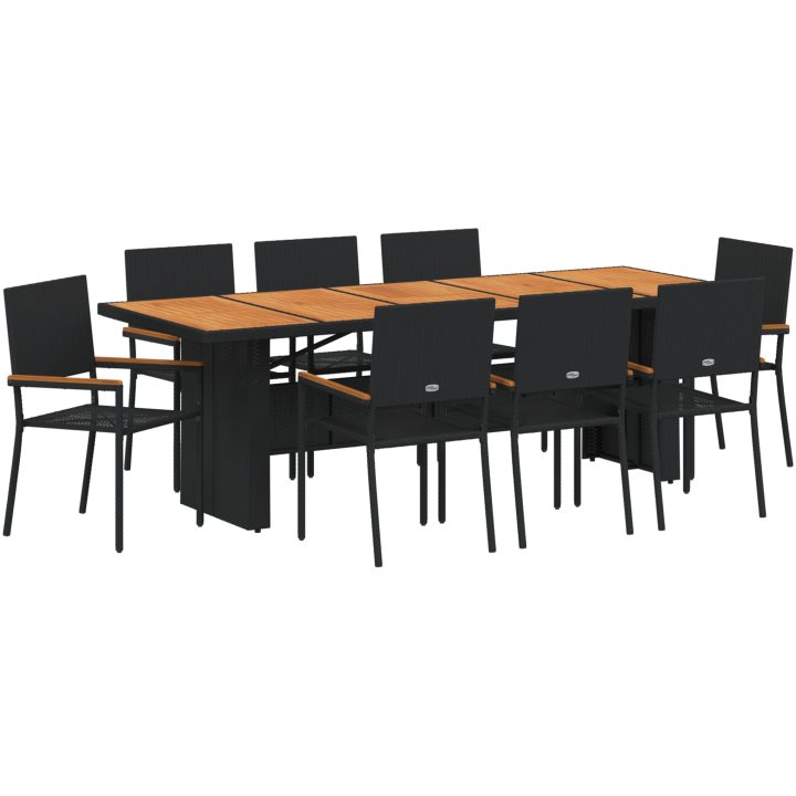 Trädgårdsmöbelset 9 pcs Svart Konstrotting vidaXL 8 - Sits – bild 2