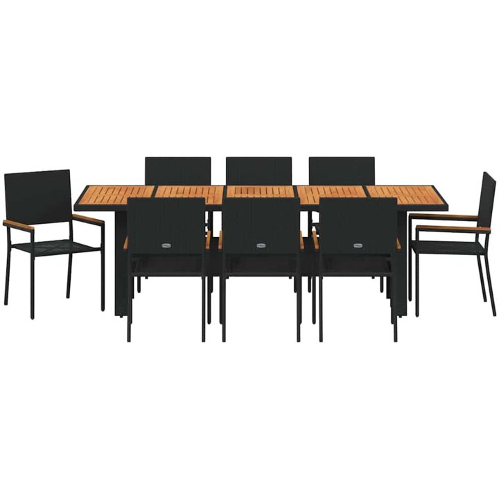 Trädgårdsmöbelset 9 pcs Svart Konstrotting vidaXL 8 - Sits – bild 7