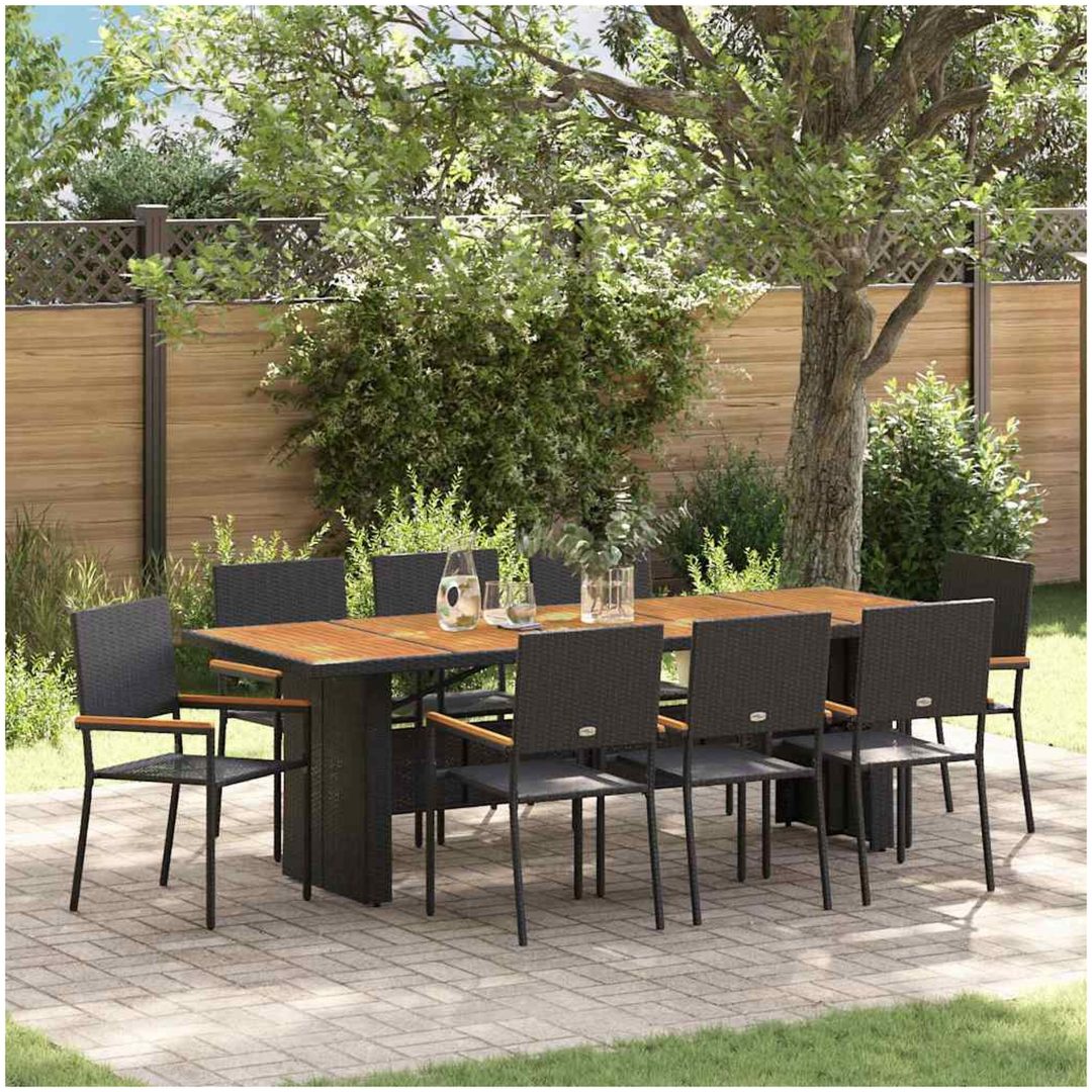 Trädgårdsmöbelset 9 pcs Svart Konstrotting vidaXL 8 - Sits