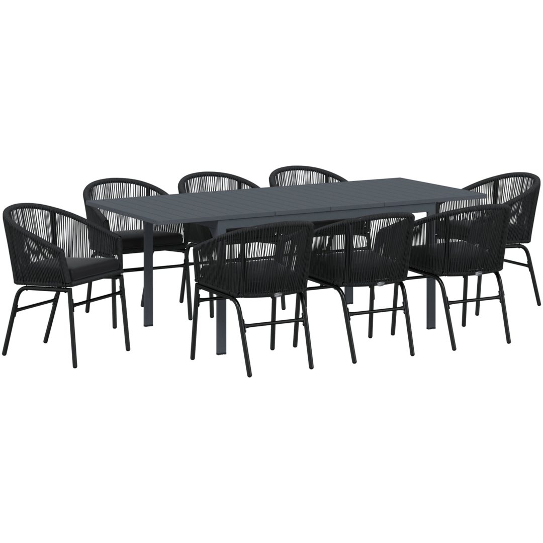 Trädgårdsmöbelset 9 pcs Svart Metall & Plast vidaXL Large – bild 2