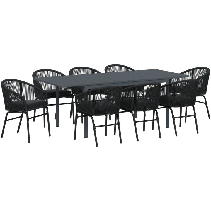 Trädgårdsmöbelset 9 pcs Svart Metall & Plast vidaXL Large – bild 2