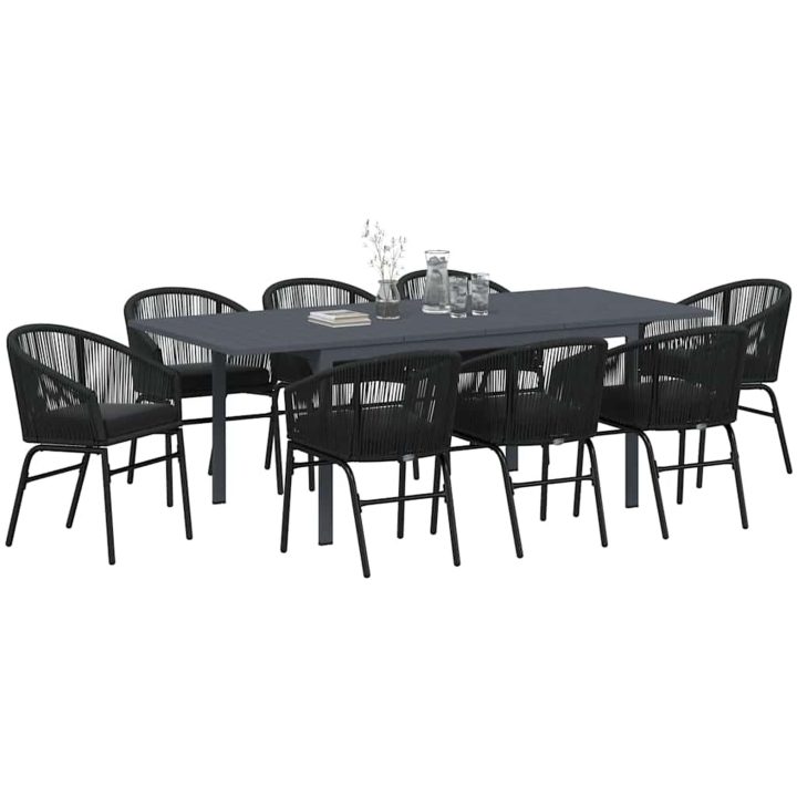 Trädgårdsmöbelset 9 pcs Svart Metall & Plast vidaXL Large – bild 3