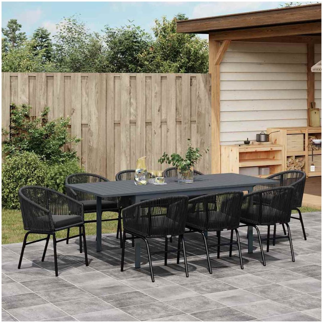 Trädgårdsmöbelset 9 pcs Svart Metall & Plast vidaXL Large – bild 4