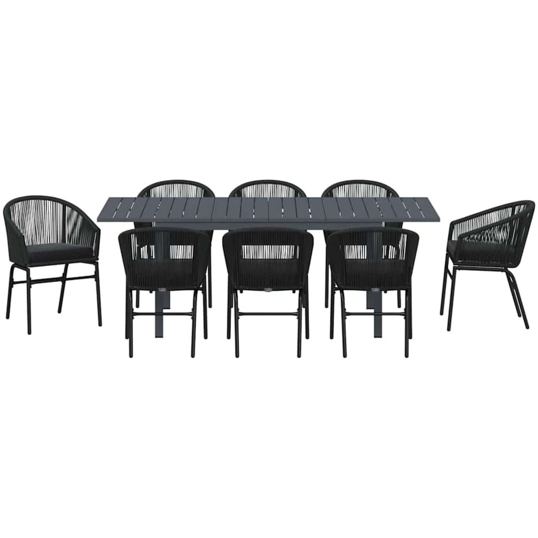 Trädgårdsmöbelset 9 pcs Svart Metall & Plast vidaXL Large – bild 7