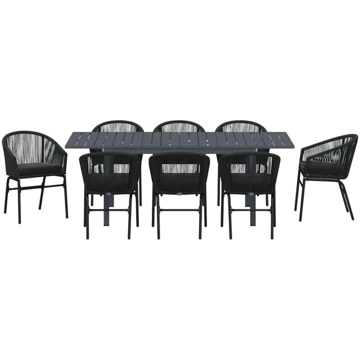 Trädgårdsmöbelset 9 pcs Svart Metall & Plast vidaXL Large – bild 7