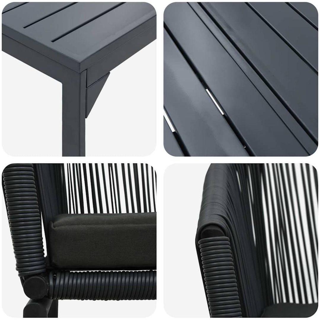 Trädgårdsmöbelset 9 pcs Svart Metall & Plast vidaXL Large – bild 9