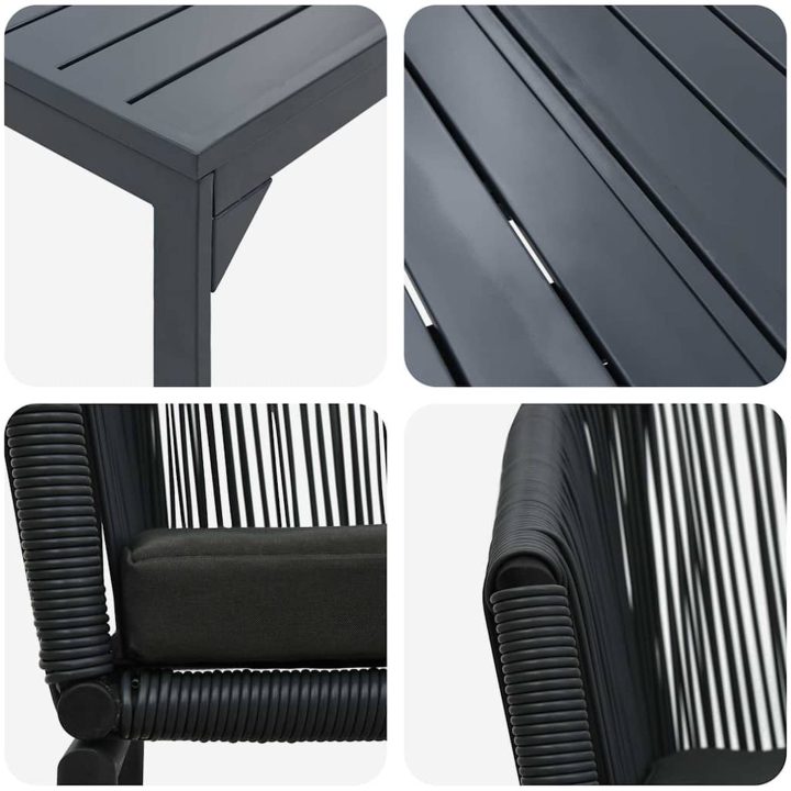 Trädgårdsmöbelset 9 pcs Svart Metall & Plast vidaXL Large – bild 9