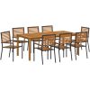 Trädgårdsmöbelset 9 pcs Svart Metall & Trä vidaXL 200 x 100 x 74 cm – miniatyr 2