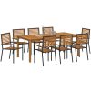 Trädgårdsmöbelset 9 pcs Svart Metall & Trä vidaXL 200 x 100 x 74 cm – miniatyr 3