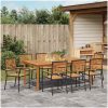 Trädgårdsmöbelset 9 pcs Svart Metall & Trä vidaXL 200 x 100 x 74 cm – miniatyr 4