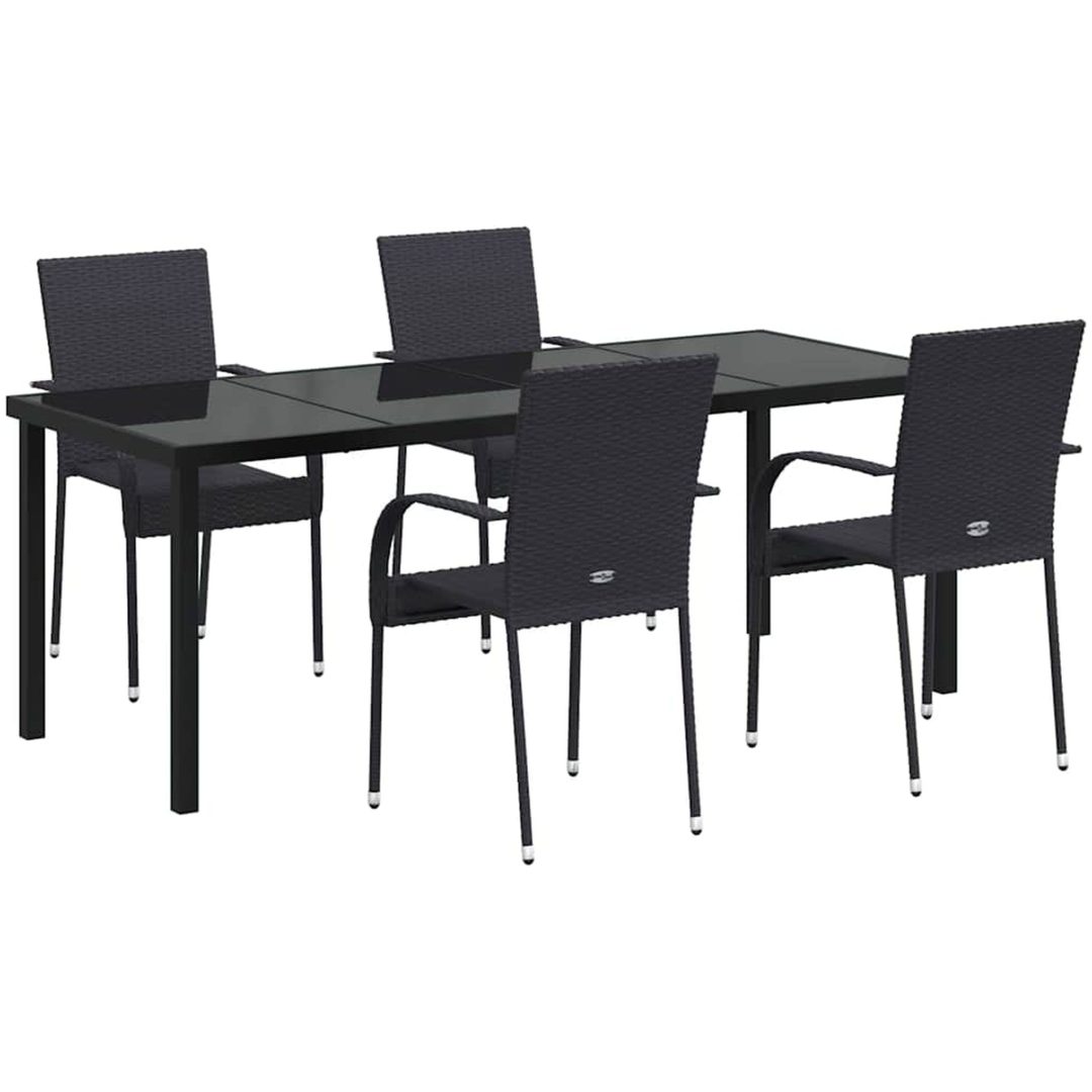 Trädgårdsmöbelset 9 pcs Svart PE Rattan vidaXL 200 x 80 x 73 cm – bild 2
