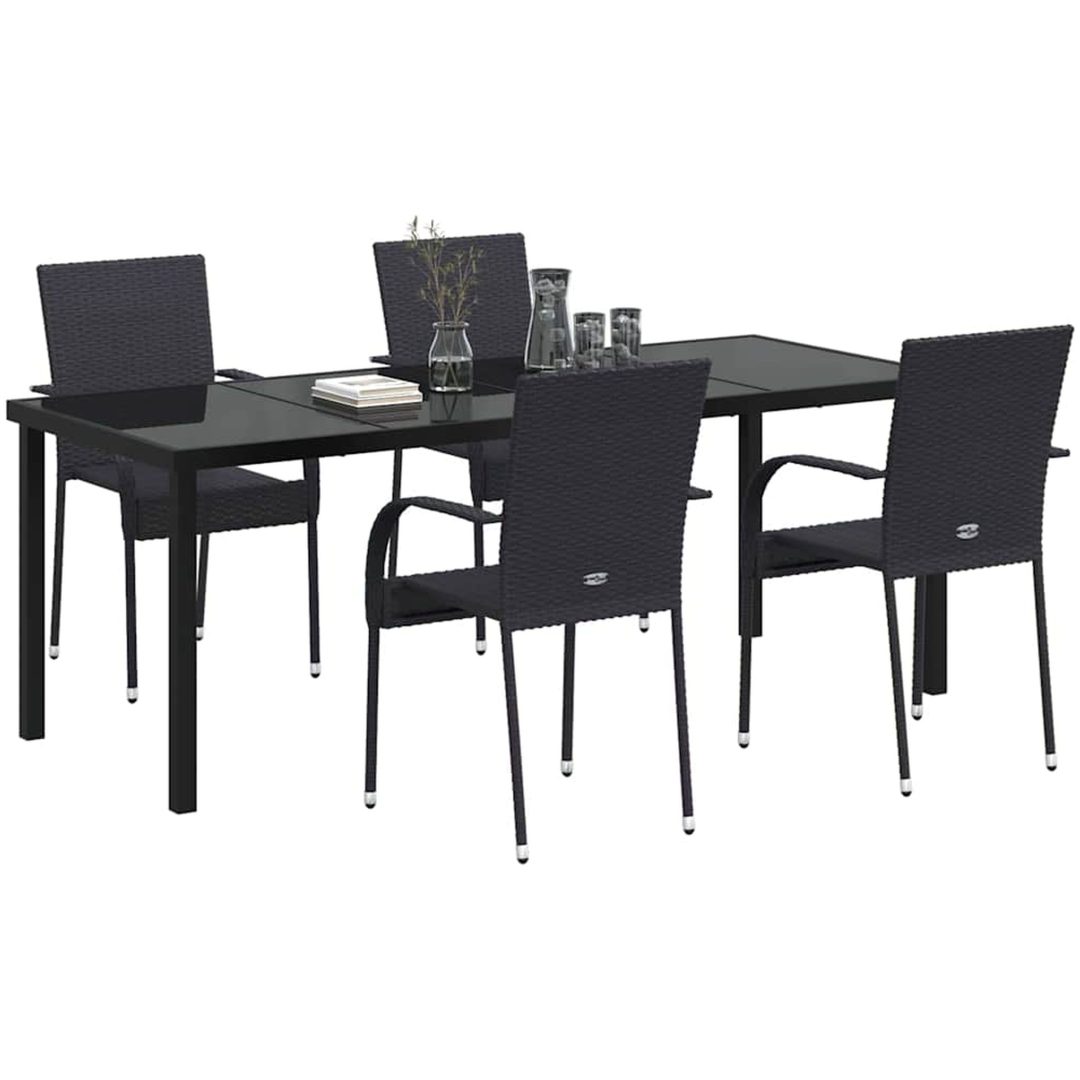 Trädgårdsmöbelset 9 pcs Svart PE Rattan vidaXL 200 x 80 x 73 cm – bild 3