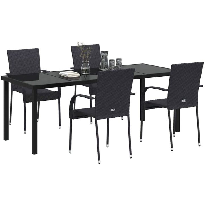 Trädgårdsmöbelset 9 pcs Svart PE Rattan vidaXL 200 x 80 x 73 cm – bild 3