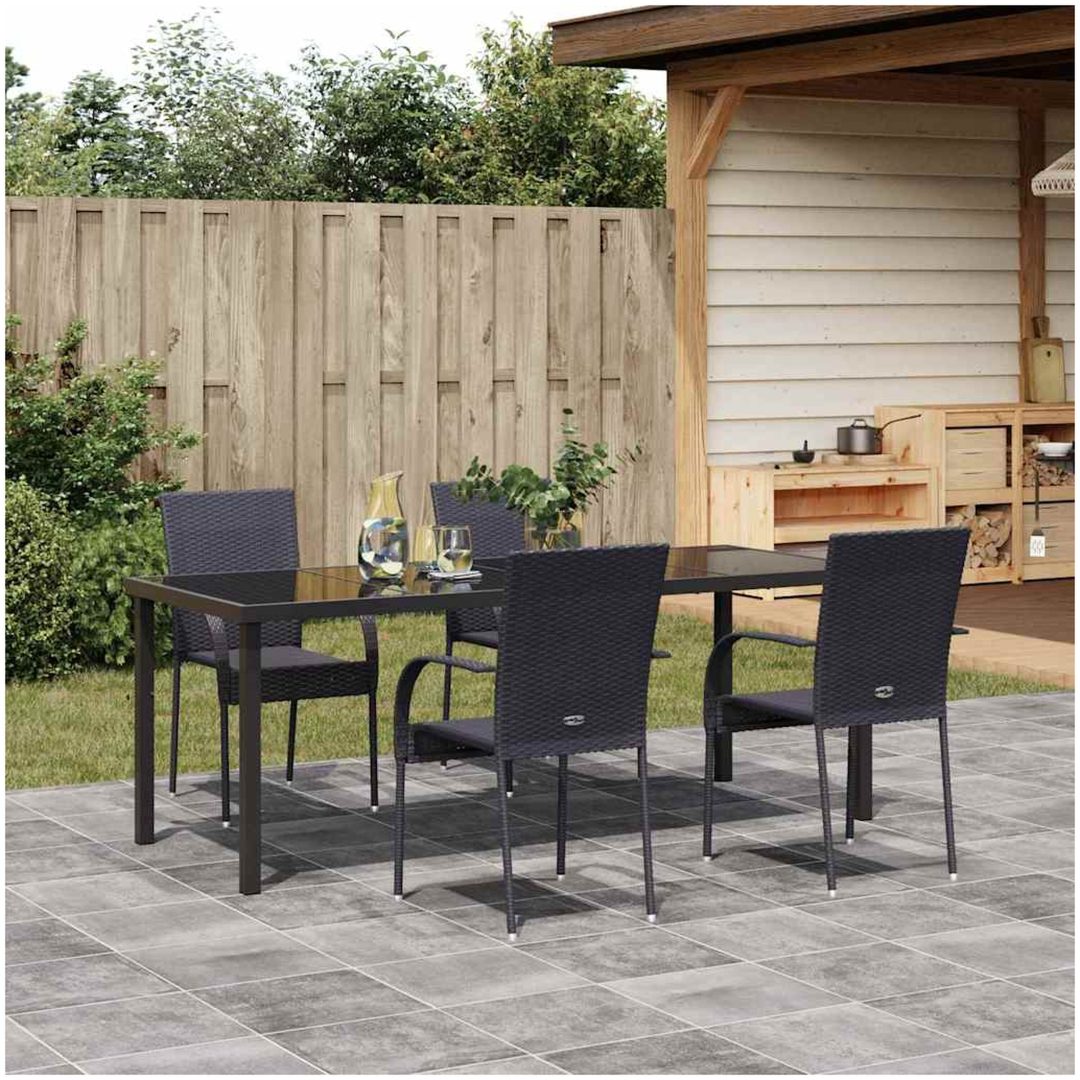 Trädgårdsmöbelset 9 pcs Svart PE Rattan vidaXL 200 x 80 x 73 cm – bild 4