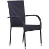 Trädgårdsmöbelset 9 pcs Svart PE Rattan vidaXL 200 x 80 x 73 cm – miniatyr 5