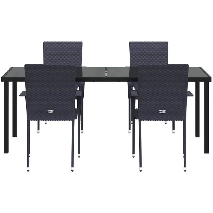 Trädgårdsmöbelset 9 pcs Svart PE Rattan vidaXL 200 x 80 x 73 cm – bild 6
