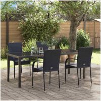 Trädgårdsmöbelset 9 pcs Svart PE Rattan vidaXL