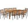Trädgårdsmöbelset 9 pcs Svart Trä & Metall vidaXL 180 x 90 x 75 cm – miniatyr 2